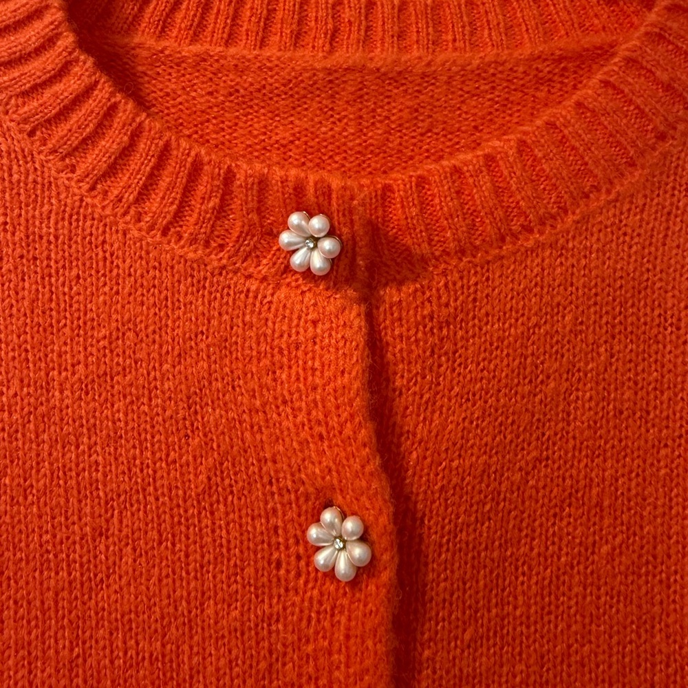Orange Button-Up Women's Sweater - Picture 3 of 3